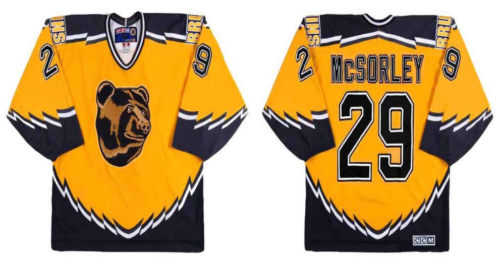 2019 Men Boston Bruins 29 Mcsorley Yellow CCM NHL jerseys